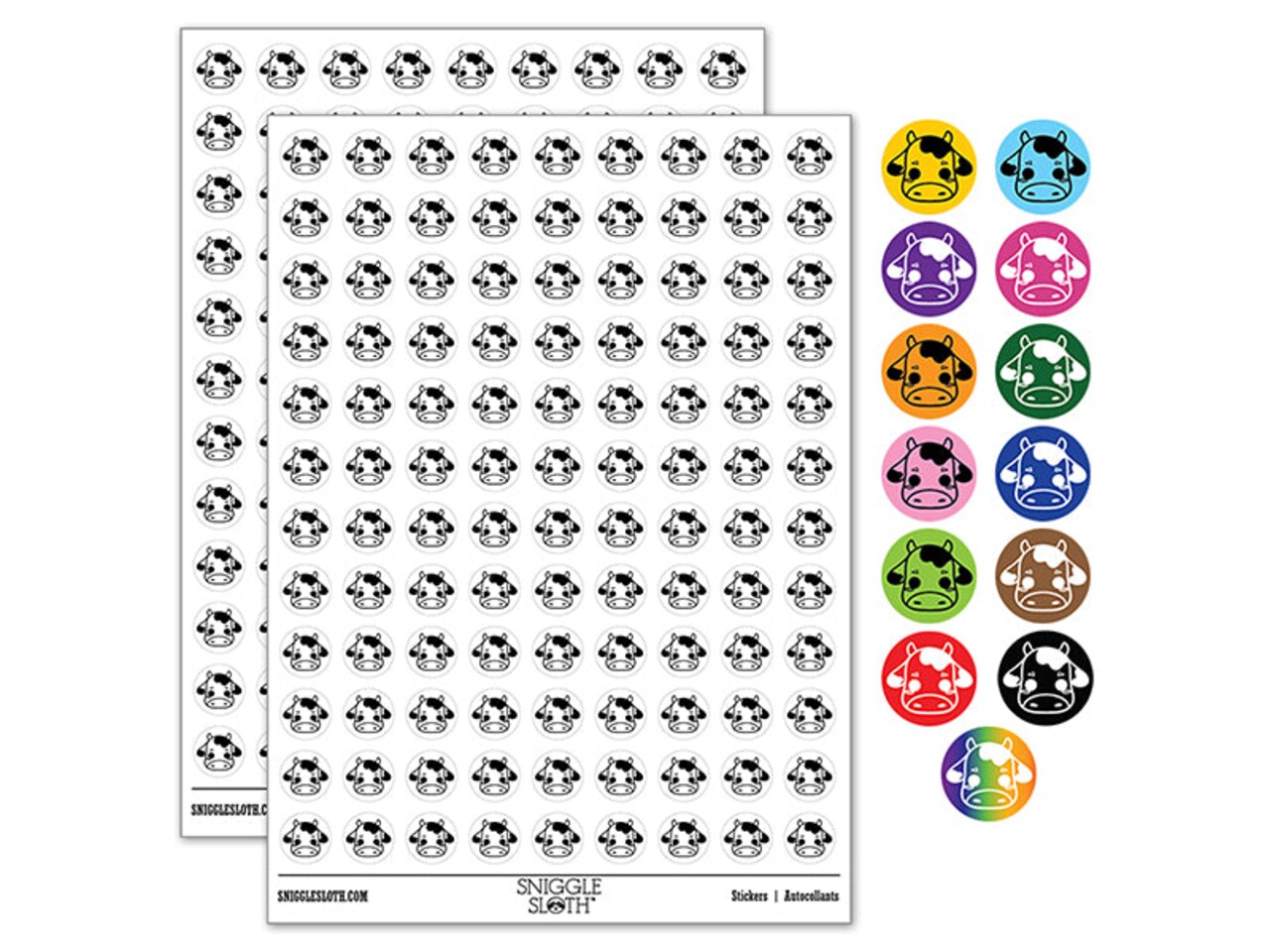 Charming Kawaii Chibi Cow Face Blushing Cheeks Milk Farm 200+ 0.50" Round Stickers